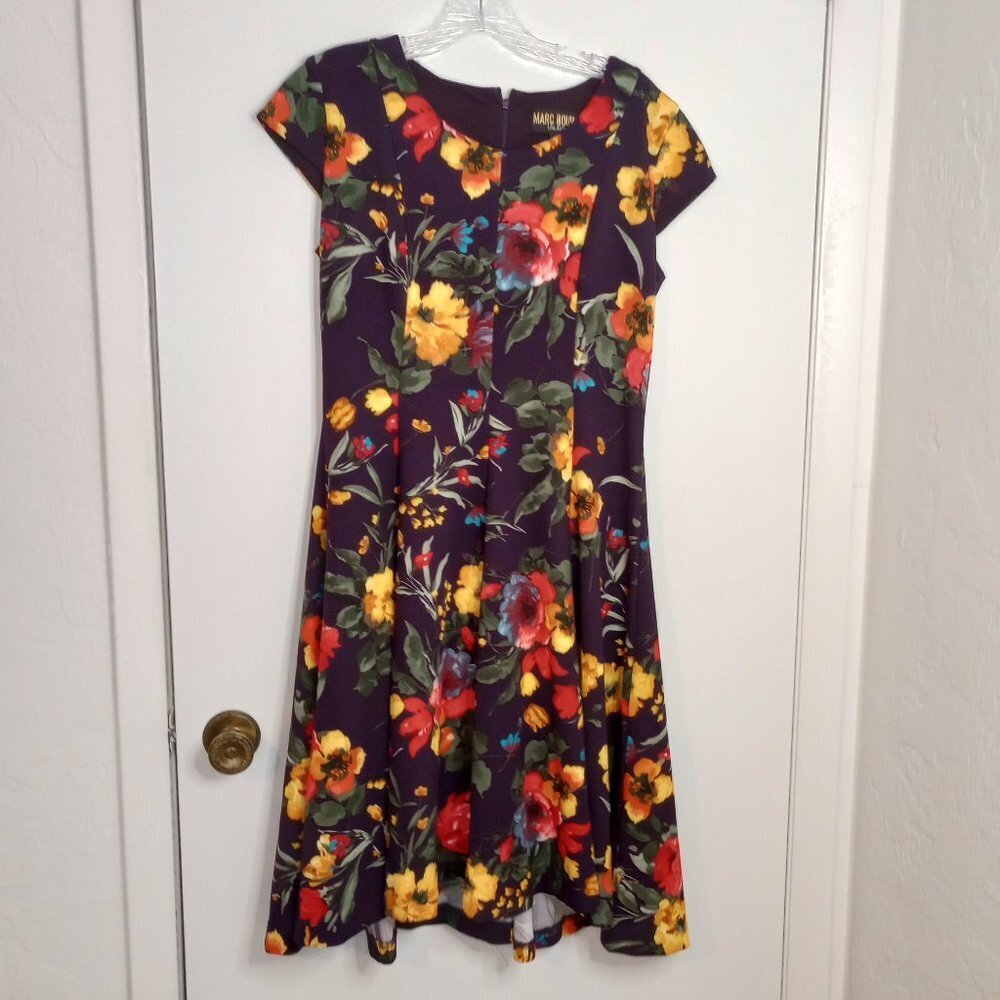 Marc Bouwer Purple Floral Fit & Flare Dress